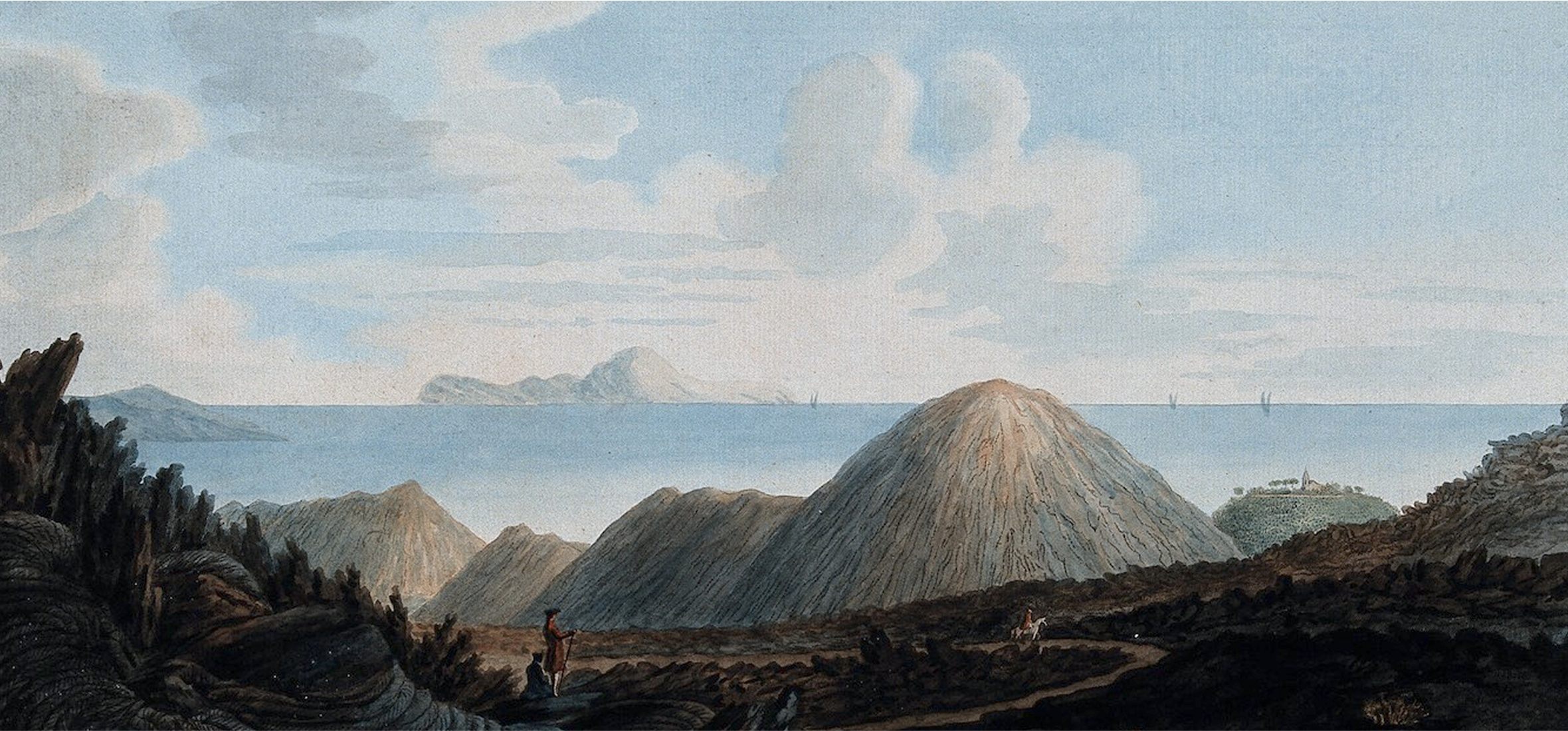 Illustration of a mountain range from afar